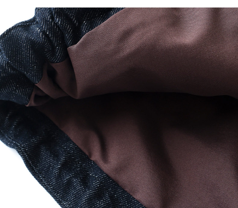 Áo khoác denim nữ dáng thông thường, dài tay, cổ bẻ, có dây rút, phong cách công sở — Màu tím than chi tiết 17