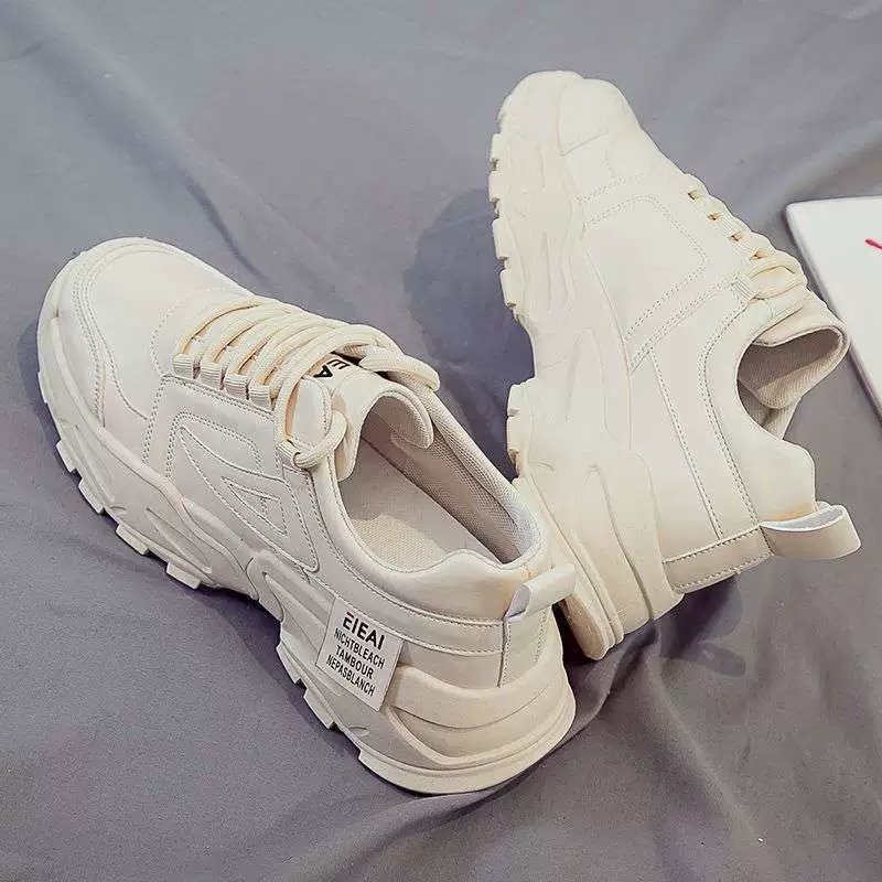 Летние новые повседневные спортивные кроссовки для папы, модные мужские туфли, универсальные белые кроссовки с эффектом увеличения роста из холста