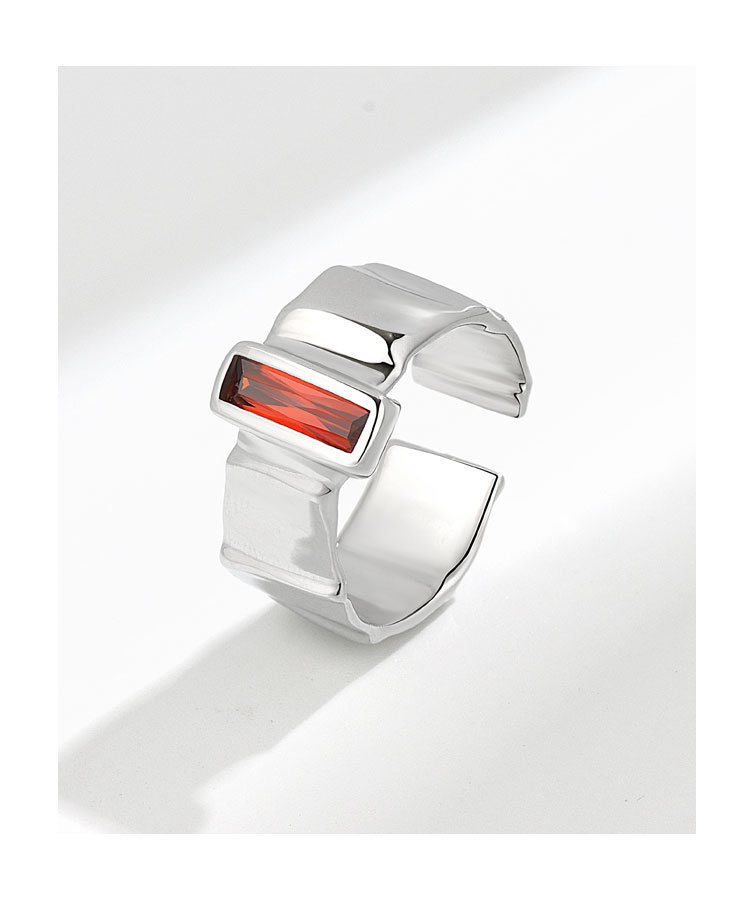 Simple Style Geometric Copper Inlaid Zircon Open Ring