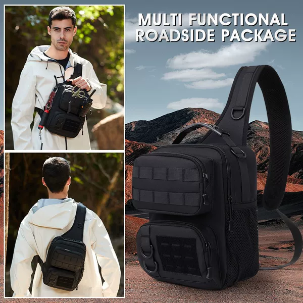 Outdoor Tactical Crossbody Bag Men's Chest Bag Multifunctional Fishing Lure Bag Crossbody Bag Large Capacity Travel Backpack