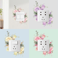 浪漫花卉開關貼家居客廳臥室裝飾牆貼紙自粘