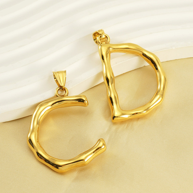 Letter Pattern Polished Finish 1 Piece 48*34mm 304 Stainless Steel 18K Gold Plated Letter Polished Pendant