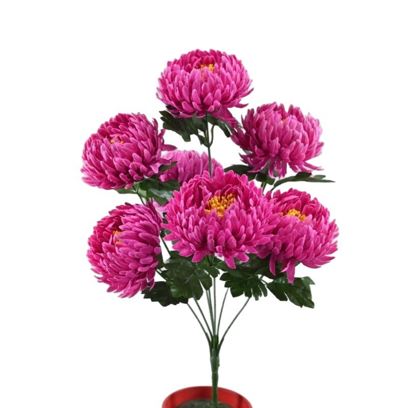 Flores artificiales de estilo europeo, crisantemo de 7 cabezas con forma de garra de dragón, decoración de bodas, arreglos florales, decoración de ventanas, ramo de flores artificiales decorativas
