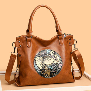 Retro Chinese Style Shoulder Bag for Women, Fashionable European and American Export Tote Bag, High-End Soft Bread Bag for Women, Wholesale