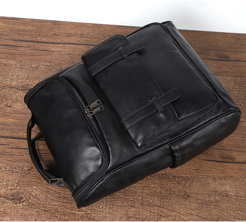 Ba lô da bò lớp đầu da thật 42×15×30 cm, túi đựng laptop dung lượng lớn đa năng đi du lịch ngoài trời — Màu đen chi tiết 20