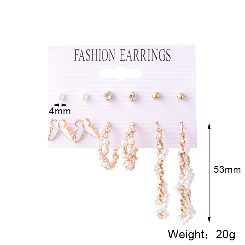 Fashion Round Heart Shape Alloy Plating Inlay Rhinestones Pearl Womenu0027S Earrings 1 Set