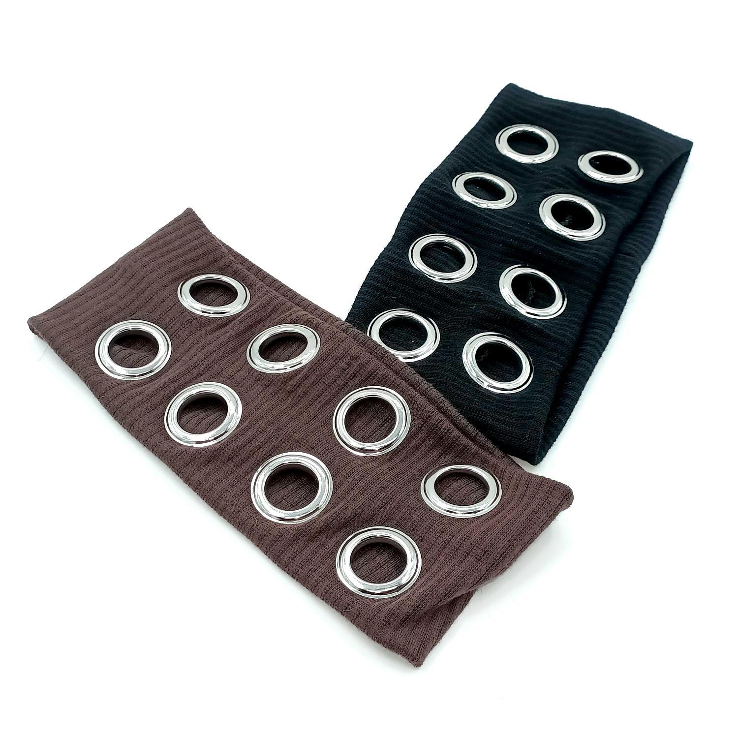 HW241201-20x8cm针织布+8气眼朋克风钉釦头带-