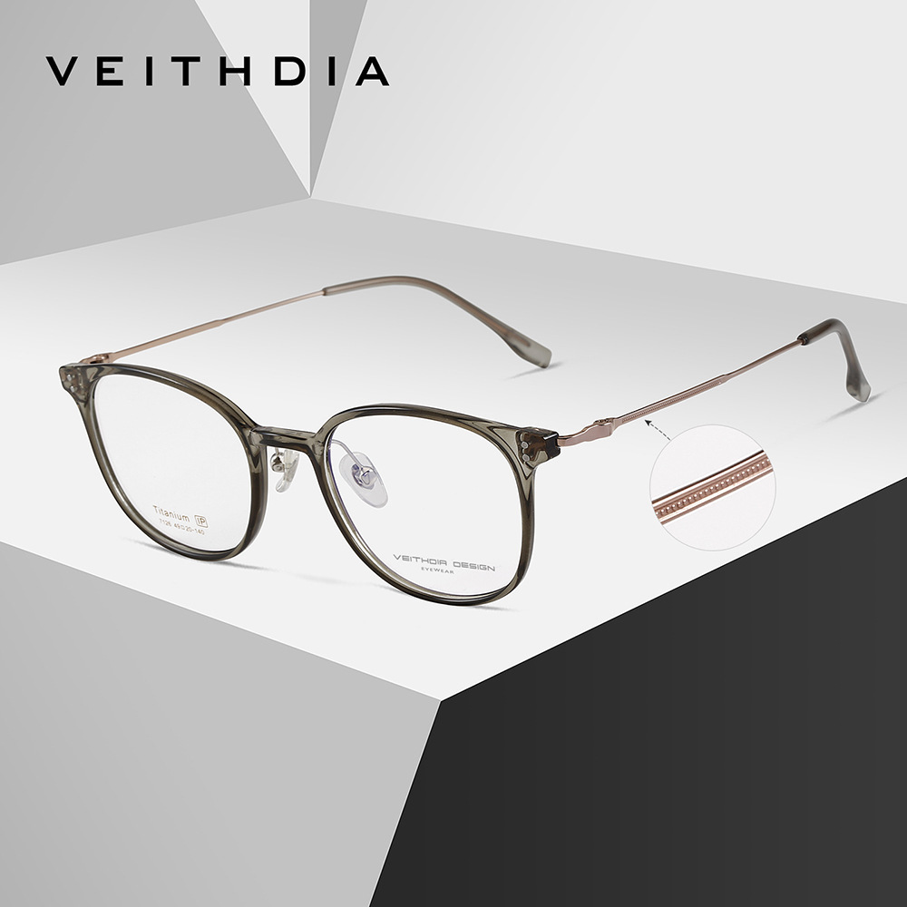 Pies de titanio puro ligero, marco de espejo de miopía óptica retro, marco de ojo para hombres y mujeres, puede estar equipado con stock de grado 7126
