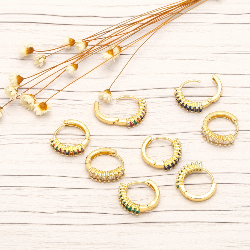 Fashion Colorful Copper Earrings Gold Plated Artificial Gemstones Copper Earrings