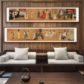 夜宴酒店中式韩熙载茶室挂画沙发背景墙装饰图传世名画十大画客厅