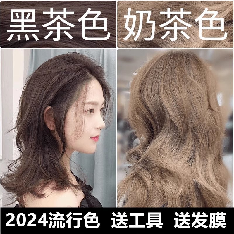 2025 Trendy Hair Dye Black Milk Tea Color Covers Gray Hair for Men and Women Hair Dye Cream for Home Use