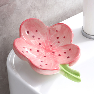 Ceramic Soap Dish Luxury Soap Draining Box for Home Bathroom Handwashing Sink Soap Holder Rack No Drilling Required