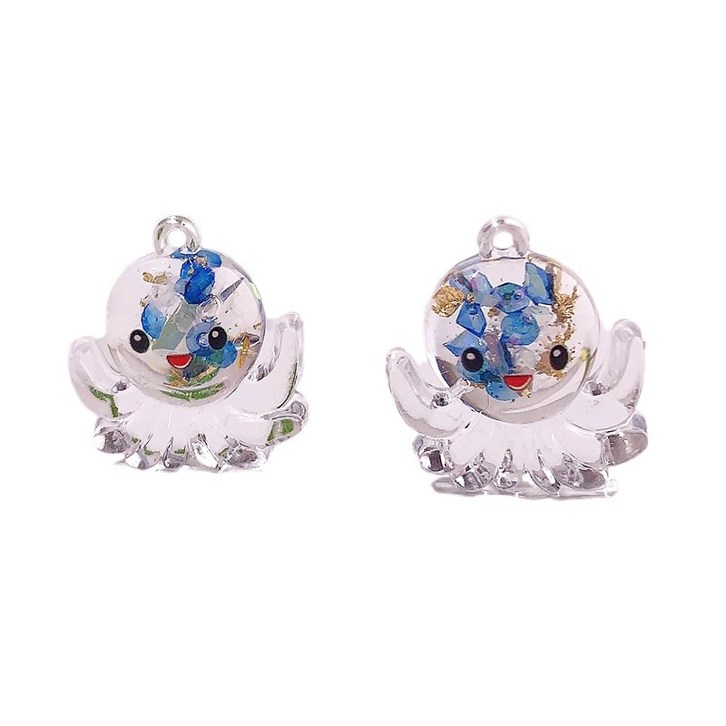 Nuevos accesorios de pulpo nocturno marino serie de cristal octopus llavero colgante DIY material pendiente