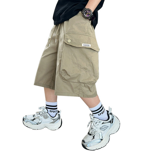 Children's Boys Work Pants Summer Style Sports Shorts for Big Kids 2025 New Summer Boys Loose Middle Pants Trendy