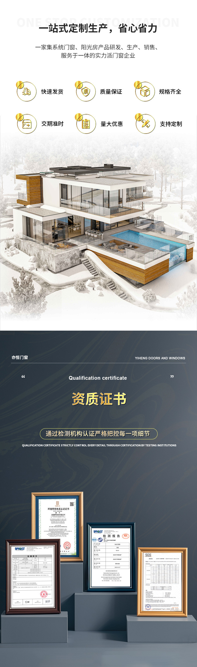 Окно алюминиевое Yiheng серия 50 без терморазрыва
