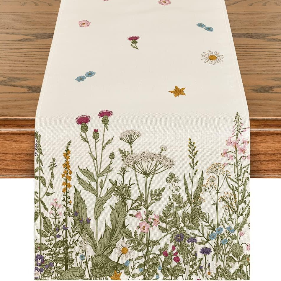 Primavera y verano venta en caliente bandejas de mesa transfronterizas frescas flores pastílicas imitación de tela de mesa de lino girasoles verde bandejas de mesa de hoja