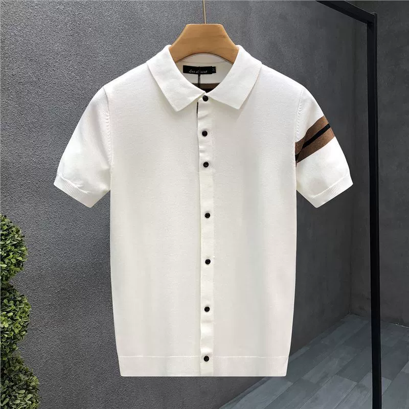 Весной и летом новые полосатые кардиганы с короткими рукавами для мужчин модные полурукава