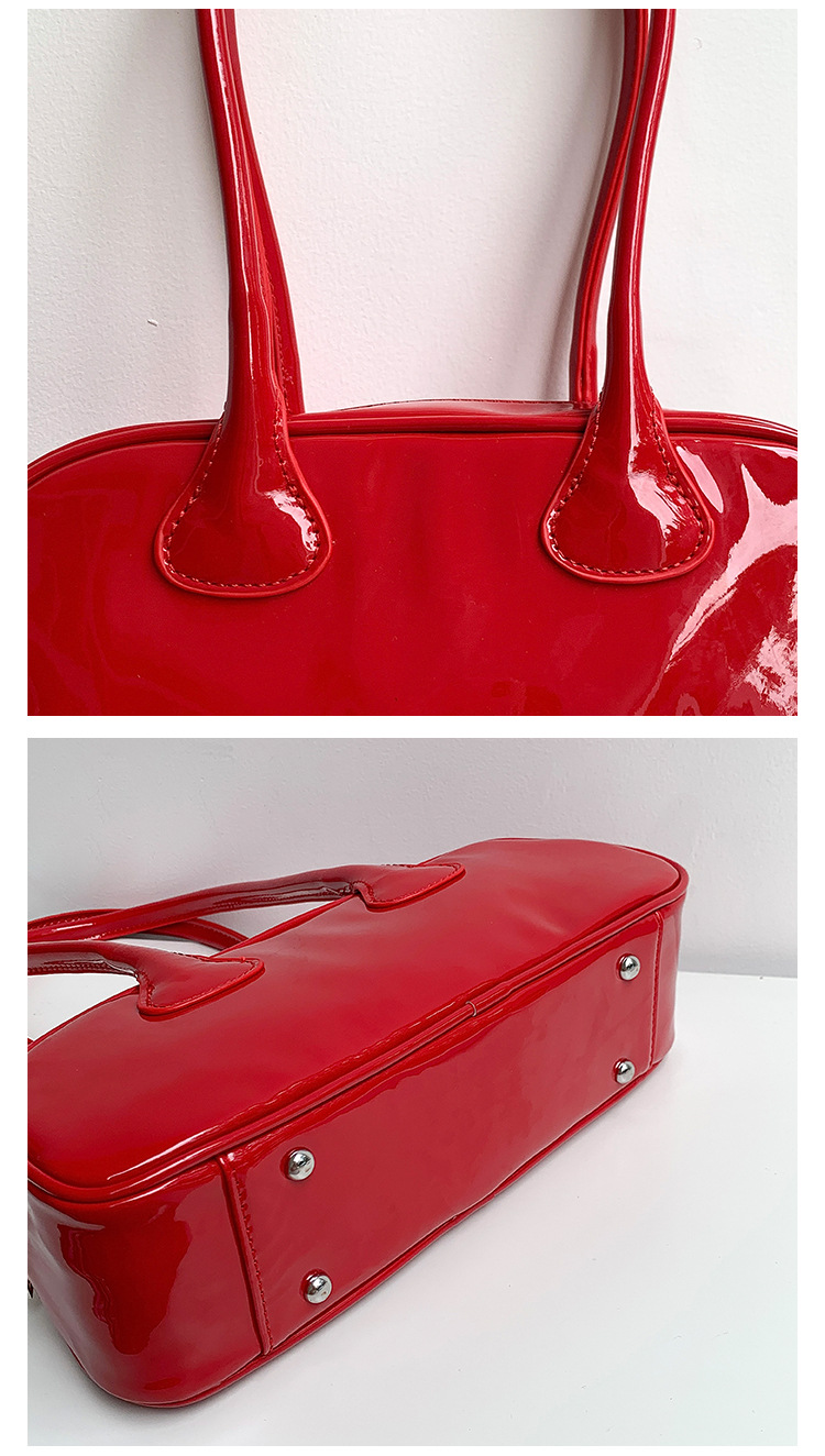 Piccolo gruppo lucido PU stick versione coreana, nuova borsa monospalla sottobraccio, modellatura in vernice, alla moda e_voghion.com