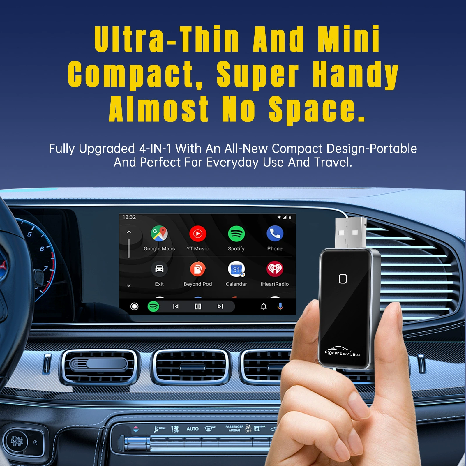 Cross-border carplay box four-in-one mirror projection car machine reverse control module smart wireless carplay box