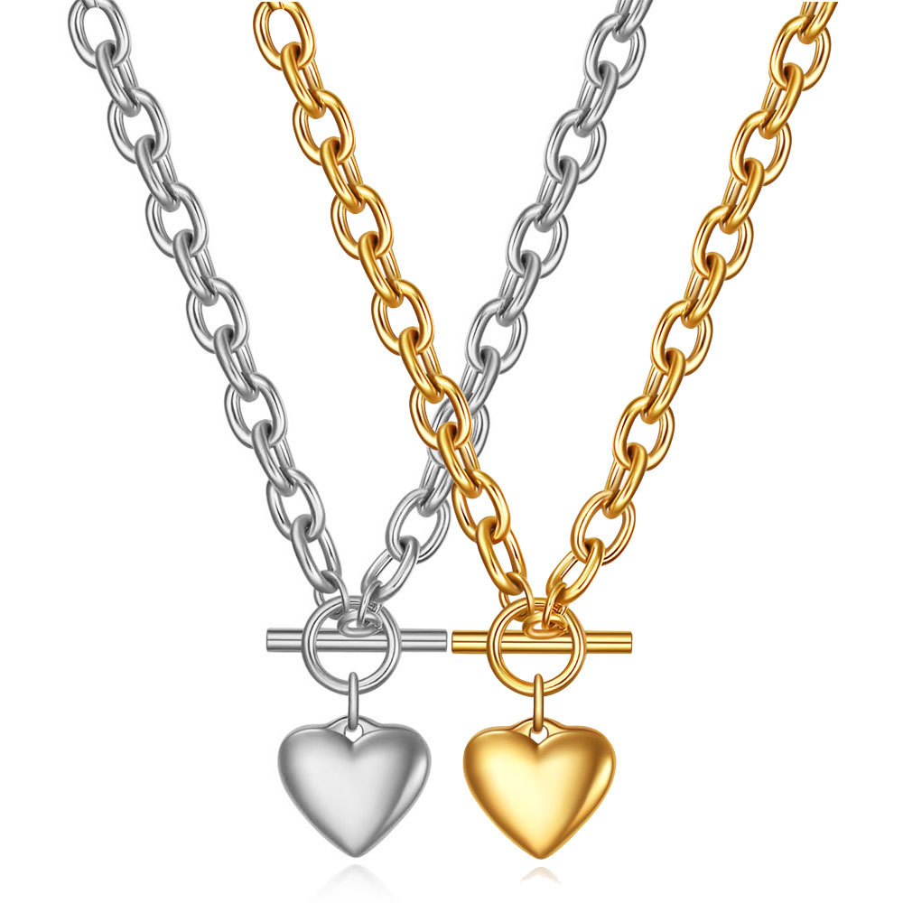 Simple Style Heart Shape Titanium Steel Plating Pendant Necklace 1 Piece display picture 2