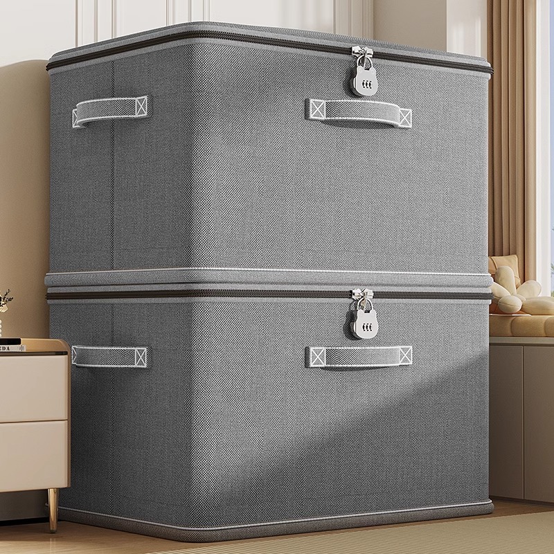Lockable Clothes Storage Box, Household Sundries Storage Basket, Wardrobe Clothing and Pants Layered Artifact Password Box Storage Box