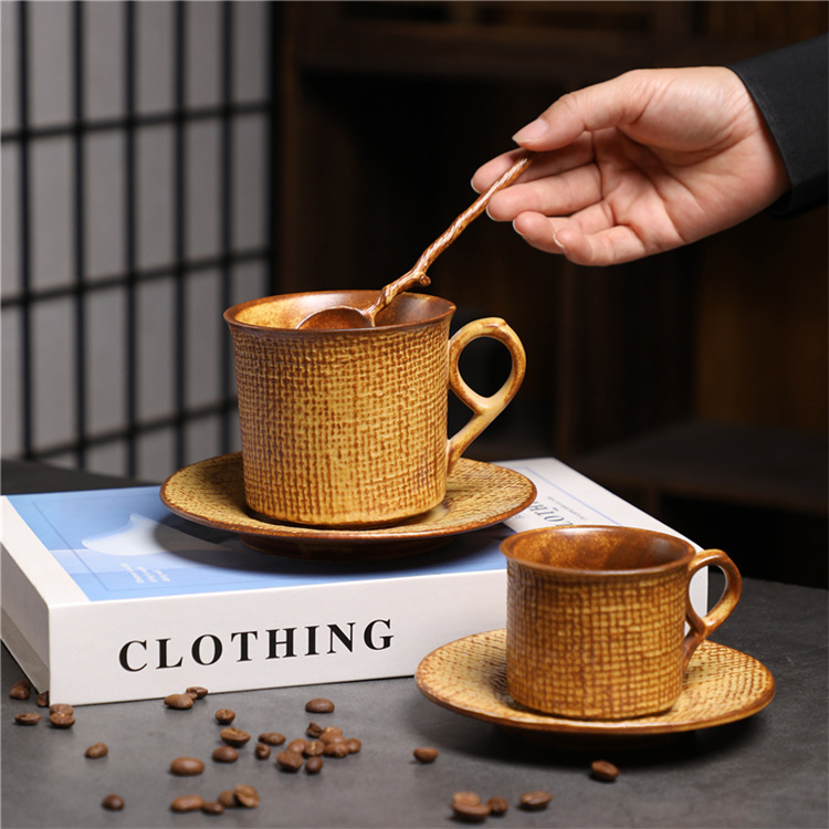 Italian Espresso Ceramic Mug And Saucer Set For Afternoon Tea_voghion.com