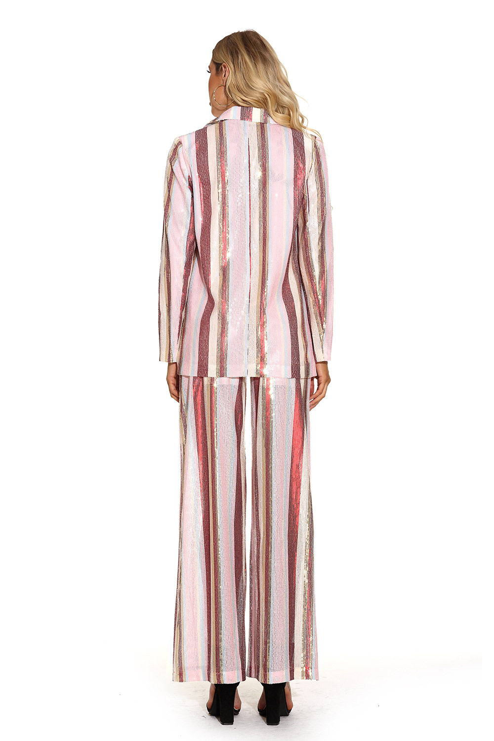 GraceChic GraceChic European And American New Three-Piece Set Early Autumn Fashion Women's Small Blazer Striped Casual Wide-Leg Pants_voghion.com