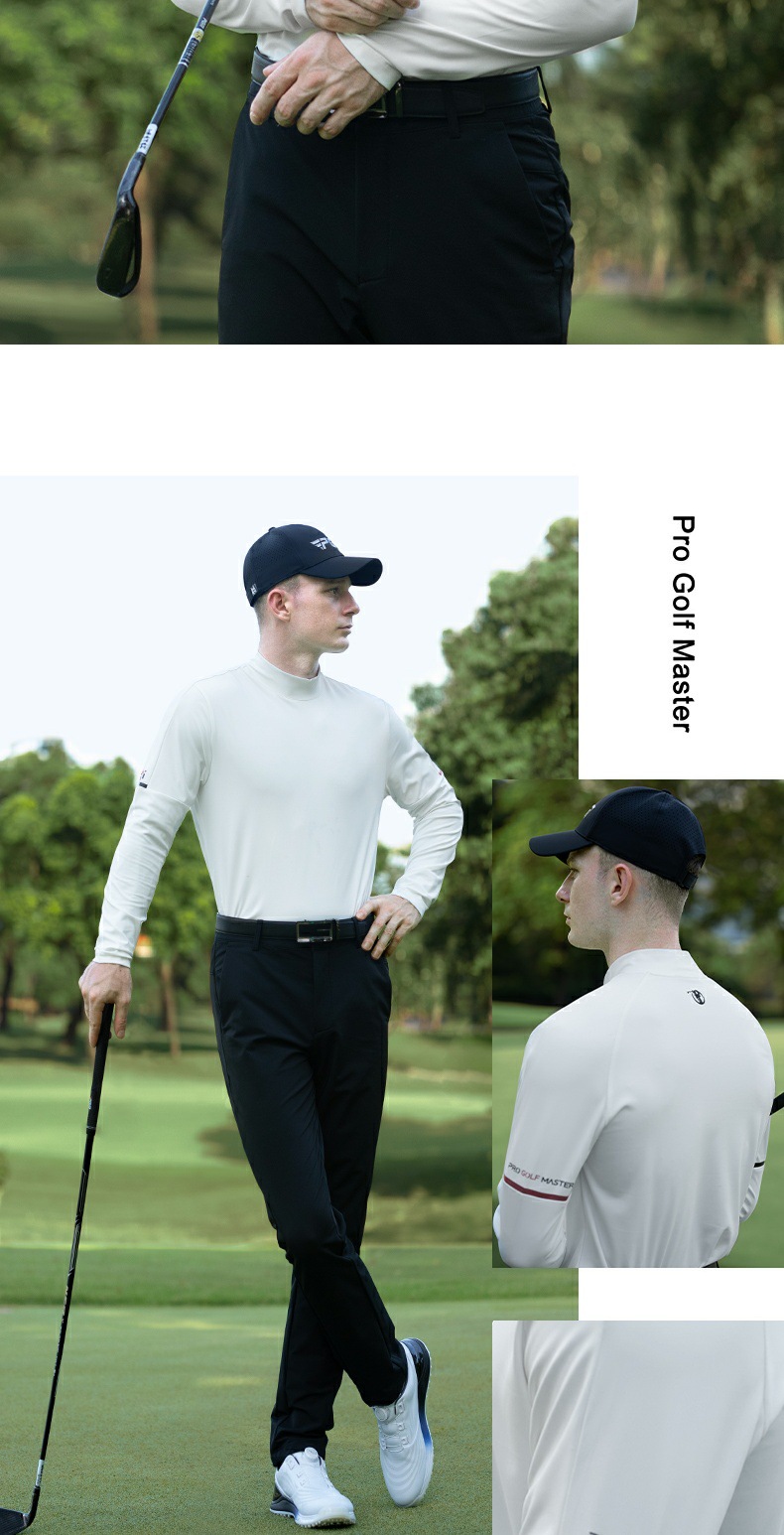 Áo mặc trong golf nam PGM cổ nhỏ giữ ấm, co giãn cao — YF730-áo màu trắng, YF730-Áo màu xanh hải quân chi tiết 6