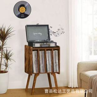 Wooden Vinyl Record Storage Cabinet Floor-Standing Household Retro Small Record Player Storage Rack Magazine Storage Cabinet