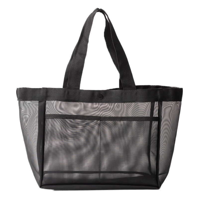 Mesh Handbag Transparent Storage Bag Shoulder Bag Beach Bag Large Capacity Mall Zipper Transparent Mesh Shopping Bag