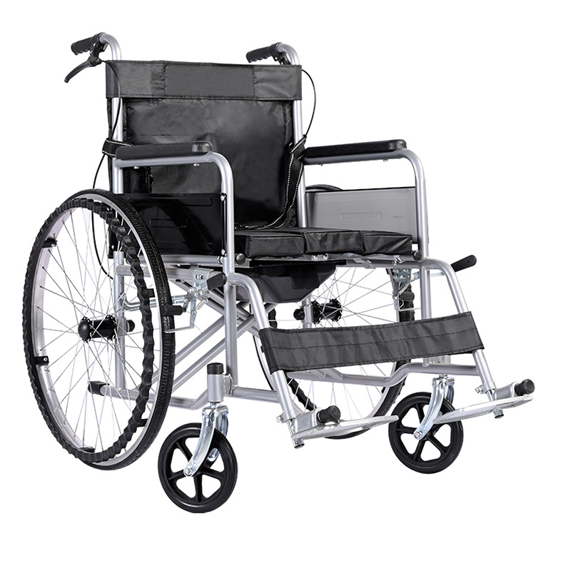 Silla de ruedas multifuncional para ancianos con orinal, silla de ruedas plegable y portátil, silla de ruedas manual engrosada