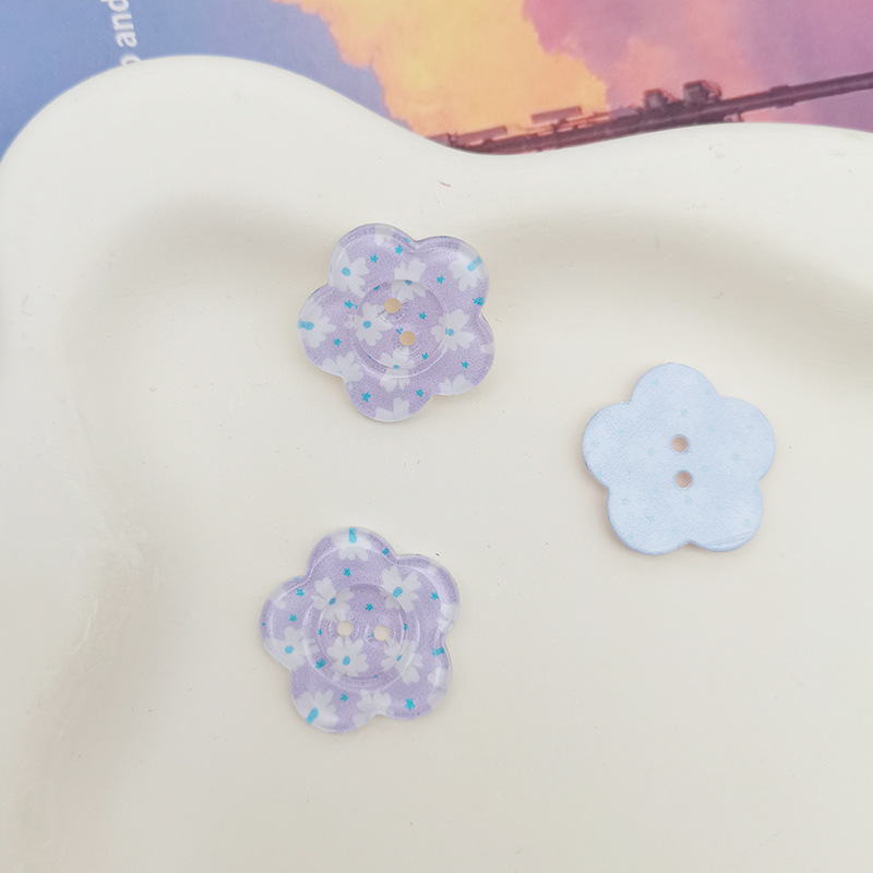 透明プリントフラワーボタンジュエリーアクセサリー diy 衣類装飾手作り携帯電話ケースパッチ靴花材料|undefined