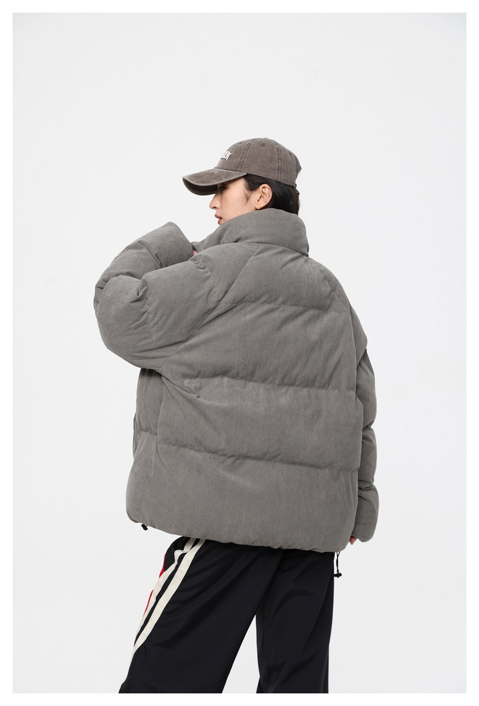 OIRTD winter nieuwe corduroy opstaande kraag voor zowel mannen als vrouwen, warme jas, dikke katoenen jas MY595_voghion.com