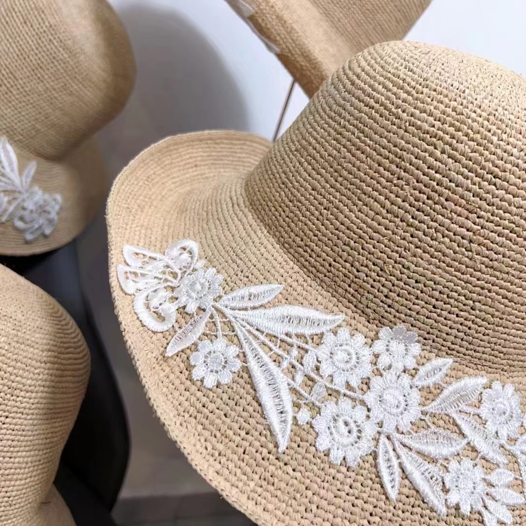 Hepburn Style Bowknot Lace Raffia Straw Sun Hat For Women_voghion.com