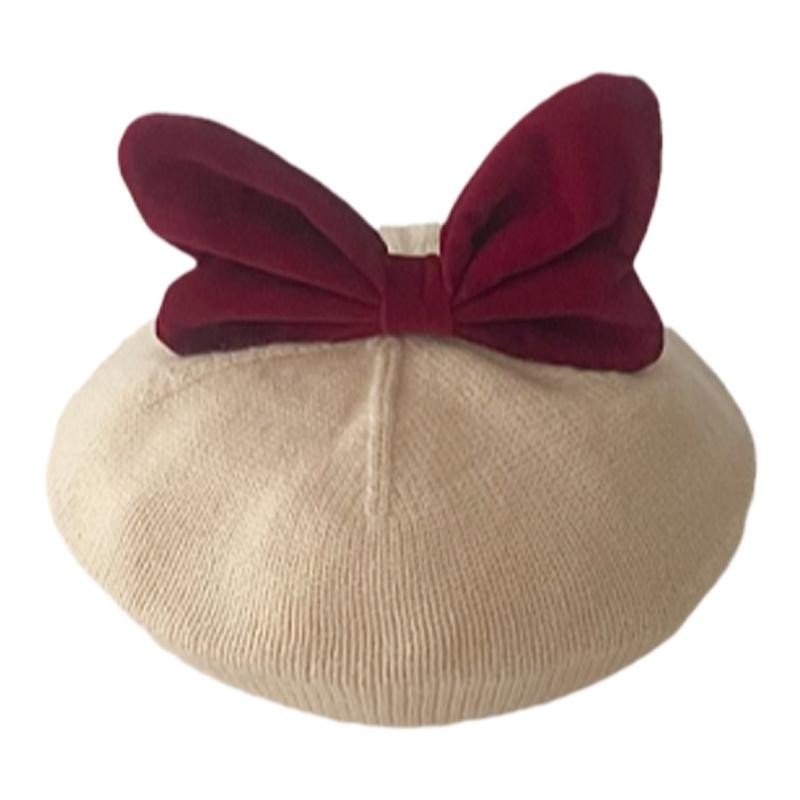 Sombrero de bebé invierno / otoño lana boina arco coreano para bebés mujeres de punto octogonal sombrero de calabaza