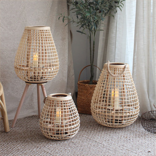 Rattan Portable Lamp, Floor-Standing Wind Lamp, Tall Plug-In Candle Holder, Photography Props, High-Value Ornaments, Lanterns, Japanese Style, Scandinavian
