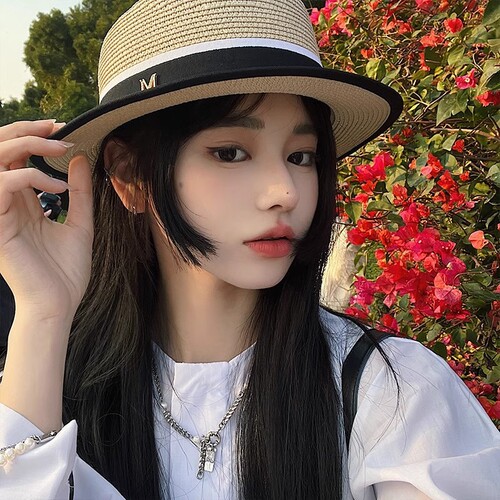Beach Vacation Flat Top Straw Hat for Women Summer Letter Weave Sun Protection Hat Sunshade UV Shielding Face Covering Sun Hat