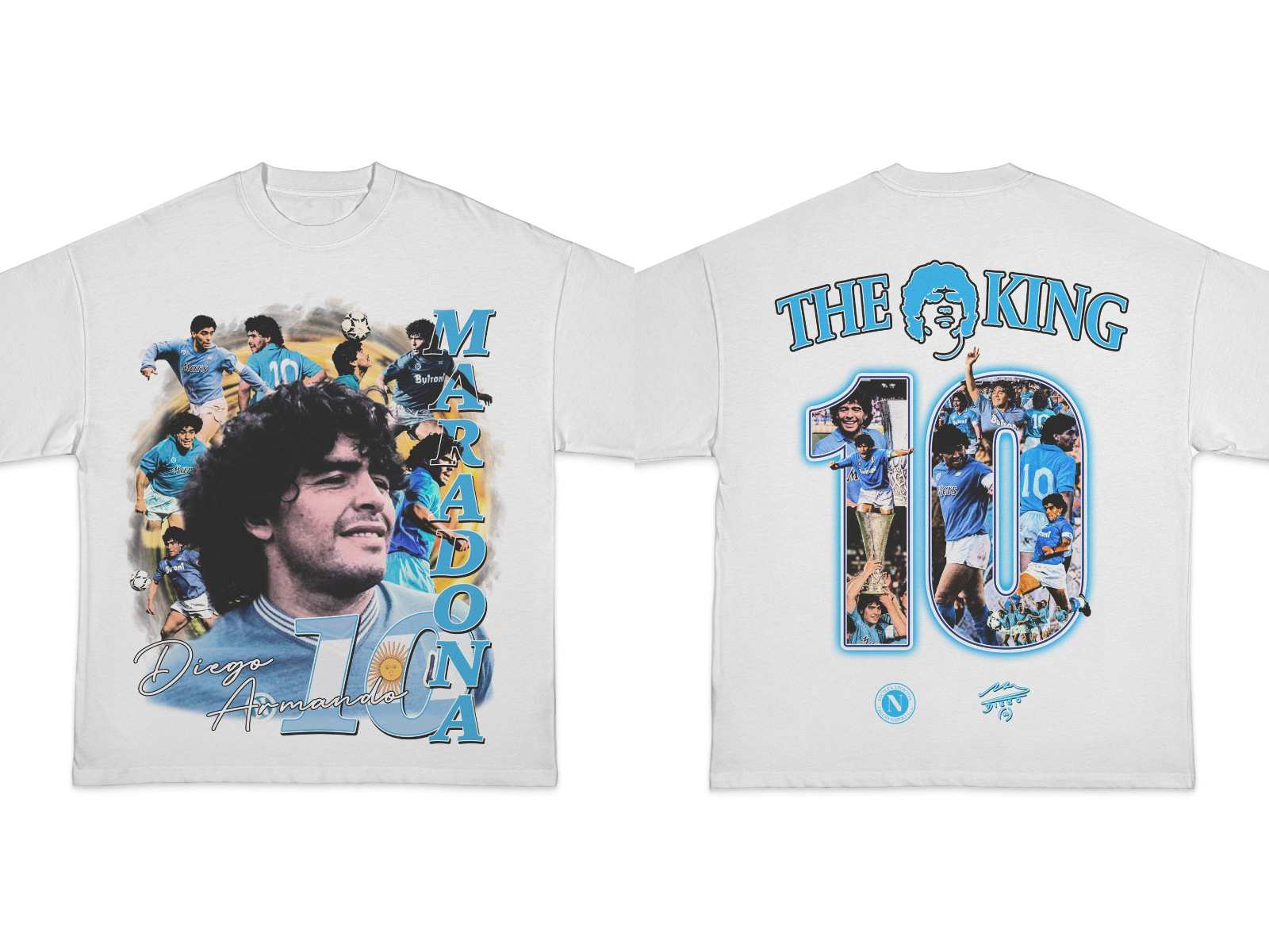 Unbranded Diego Maradona T-shirt The King 10 Graphic White