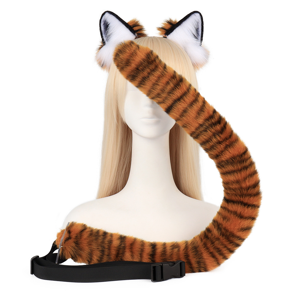Simulation Beast Ear Beast Tail Tiger Hairband Live Performance Props Comic-Con cosplay Huai Hu Set Plush Headwear
