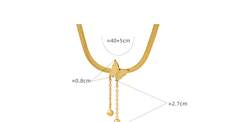 Fashion Butterfly Titanium Steel Pendant Necklace Tassel Plating Stainless Steel Necklaces_colorza_1