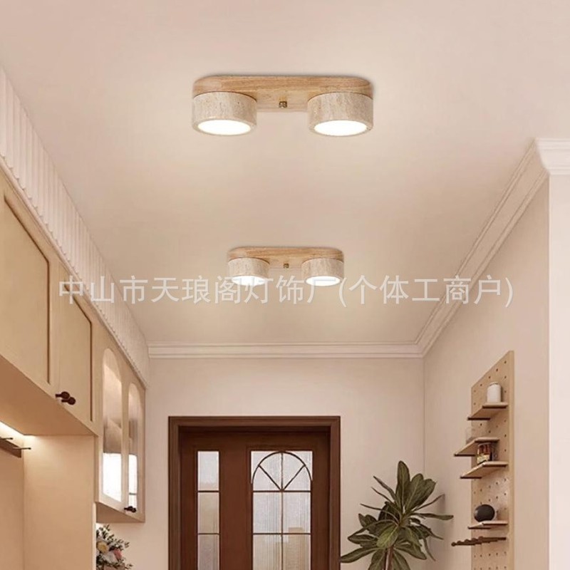 黄洞石吸顶灯过道灯走廊灯入户玄关中古侘寂奶油风入户LED吸顶灯|undefined