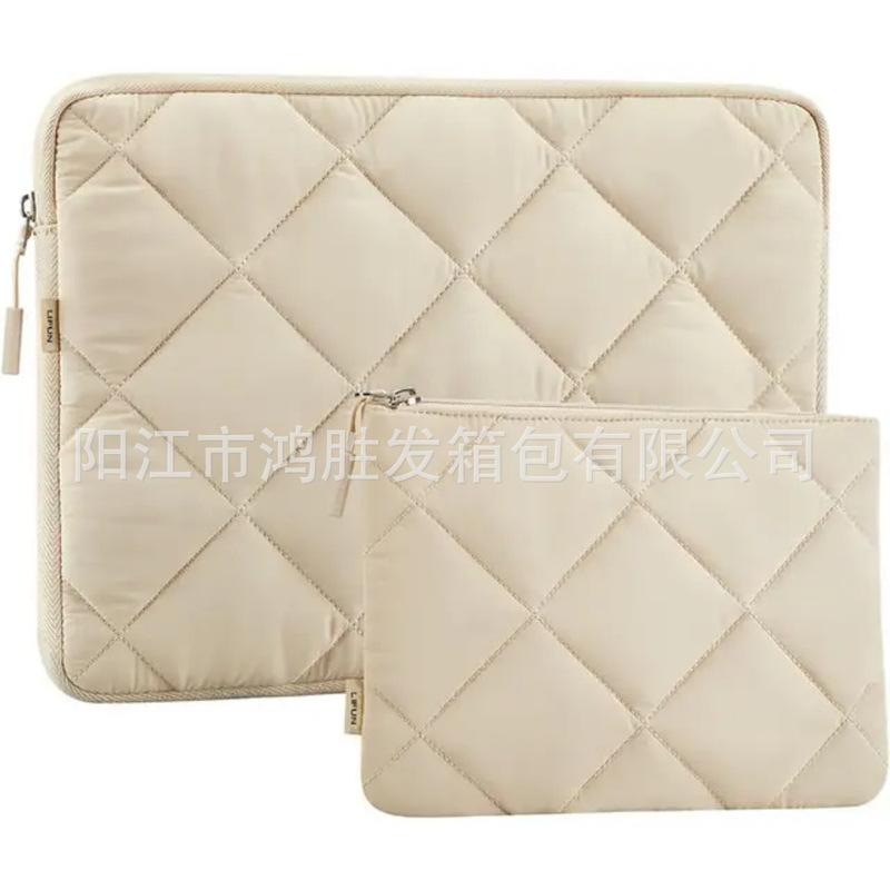 Customized Down-Filled Notebook Sleeve Bag, Plush Tablet Case Suitable for Dell and Hp, Protective Cover with Small Pouch