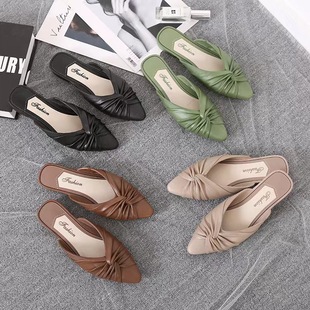 Heli Shark New Summer Fashion Women's Pointed Solid Color Half Sandals Daily Casual Indoor and Outdoor Sandals for Women