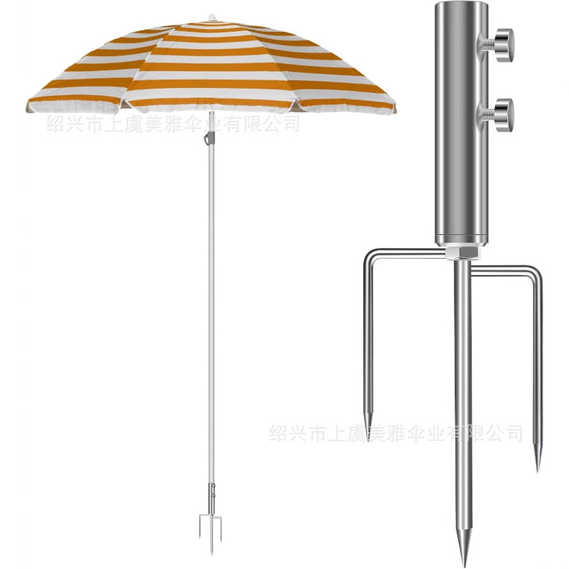 Cross-border hot sale three-leg stainless steel ground plug fishing umbrella umbrella plug outdoor umbrella anchor heavy sand anchor umbrella seat