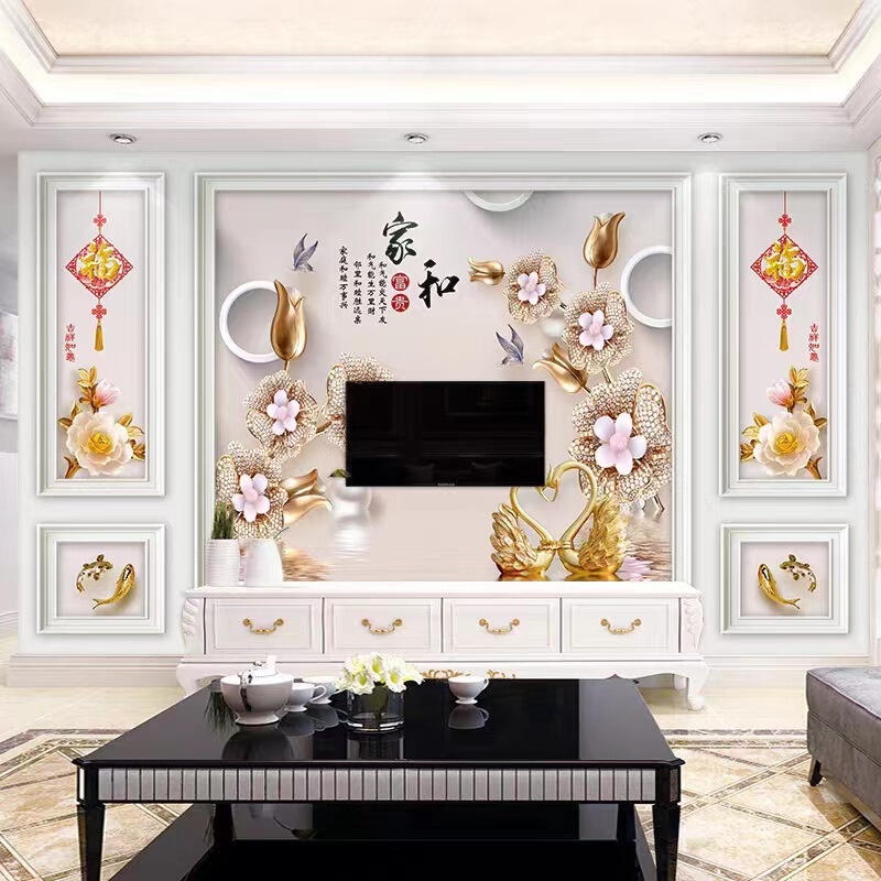 3d北欧电视背景墙布5d网红客厅卧室装饰墙画8d立体现代影视墙壁纸|undefined