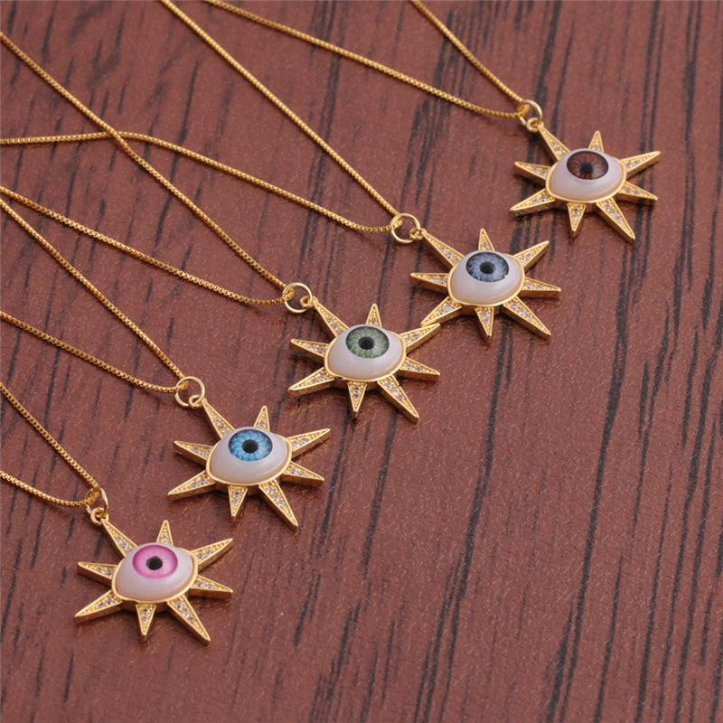 Oil Dripping Evil Eye Pendant Neck Accessories Copper Zircon Devil Eye Necklace DIY Religious Orname