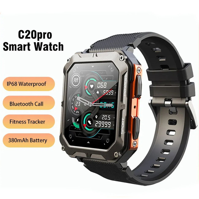 Cross-Border Model C20 Pro Smart Watch with Bluetooth Calling, 1.83inch Outdoor Rugged Sports Features, Heart Rate and Blood Oxygen Monitoring Cross-Border Model C20 Pro Smart Watch with Bluetooth Calling, 1.83inch Outdoor Rugged Sports Features, Heart Rate and Blood Oxygen Monitoring