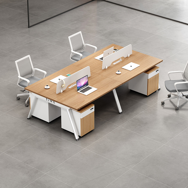 Financial office desk employee chair set company 4-person station 6 double-sided minimalist office desks office staff desk