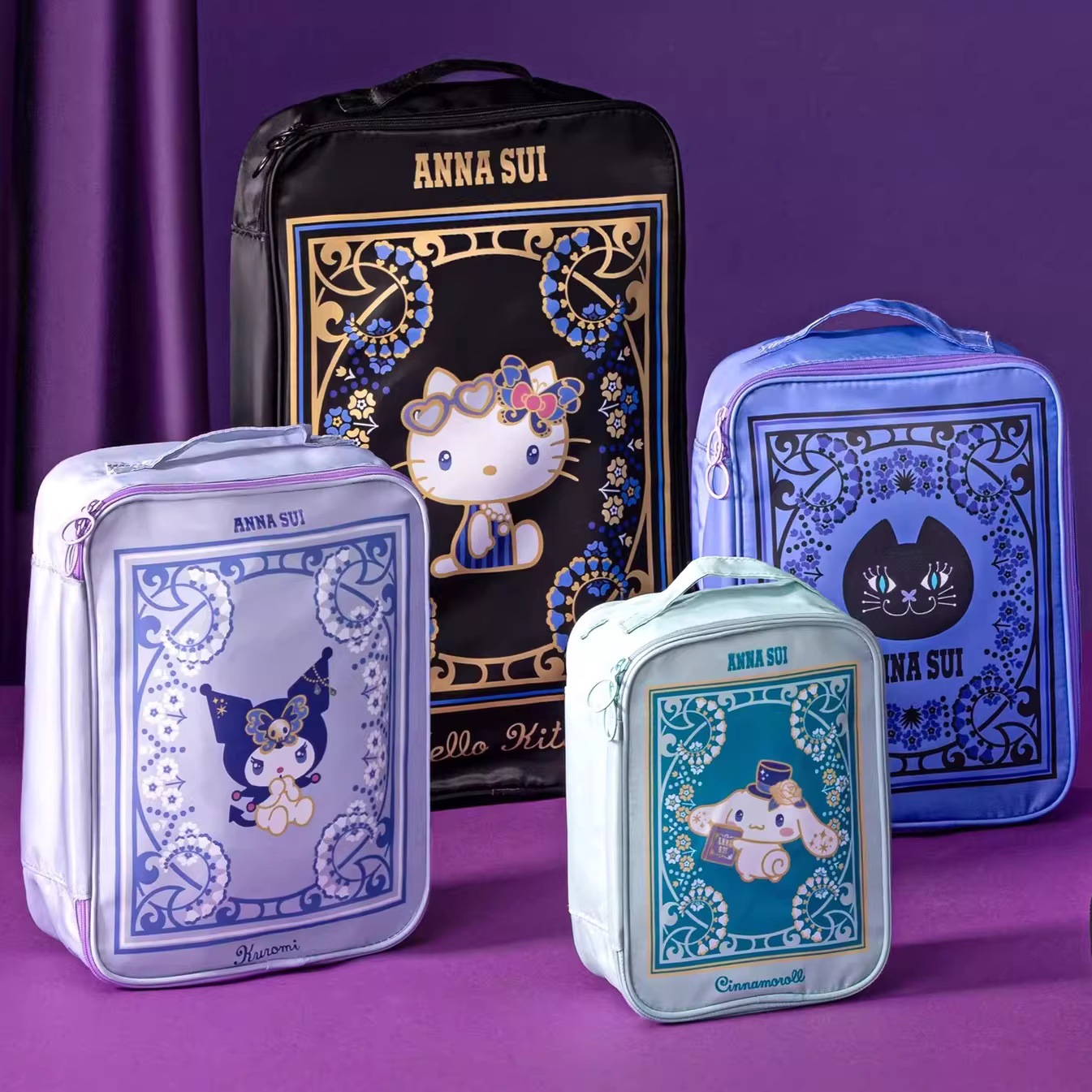 In-Stock Japanese-Style Cartoon Cat and Rabbit Storage 4-Piece Set Luggage Clothing Sorting Organizer Bag Storage Set Cute