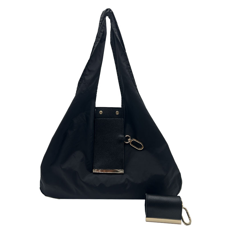Cross-Border Ins-Style Keychain Storage Cloth Bag Waterproof Nylon Shopping Bag Large Capacity Foldable Tote Shoulder Bag